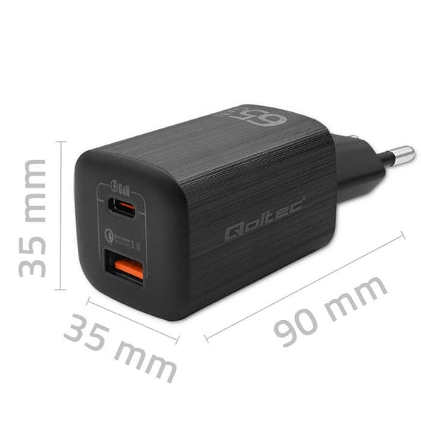 Qoltec 50766 Mobile Device Charger 65W Black