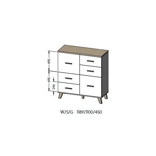 Cama Sideboard LOTTA 110 2D4S Wotan Oak + Matte Black