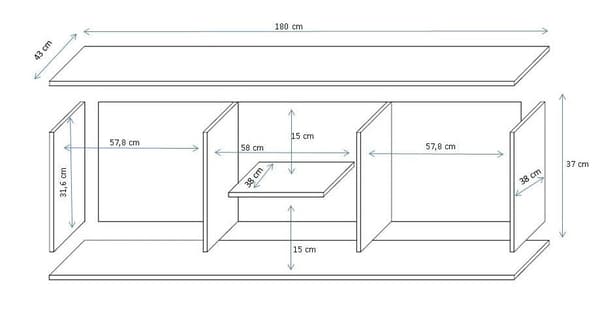 Cama TV Stand SOHO 180 White/Grey Gloss