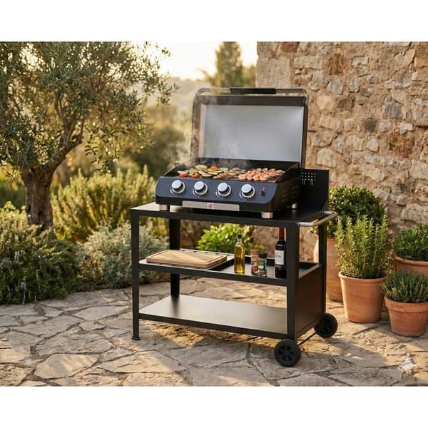 COOKINGBOX Multifunctional Trolley - 100x50 cm Top Shelf - Steel
