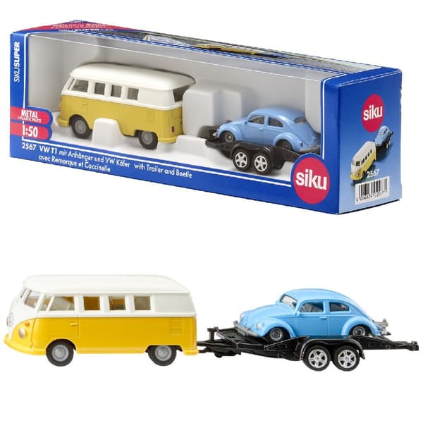 Siku 2567 VW T1 + Trailer and VW Beetle