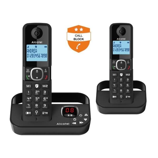ALCATEL Cordless Phone F860 Voice Duo Black - Call Blocking Function
