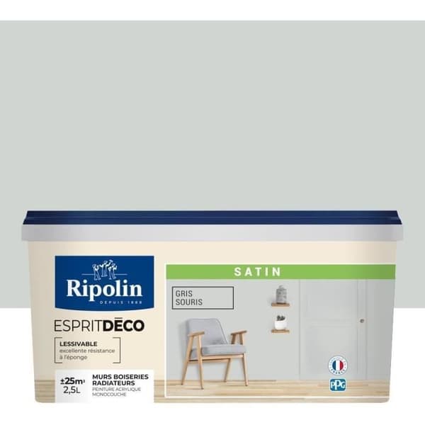 RIPOLIN Wall Paint Satin Mouse Grey 2.5 L