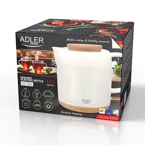 Adler Electric Kettle 1L 1200W Ceramic White