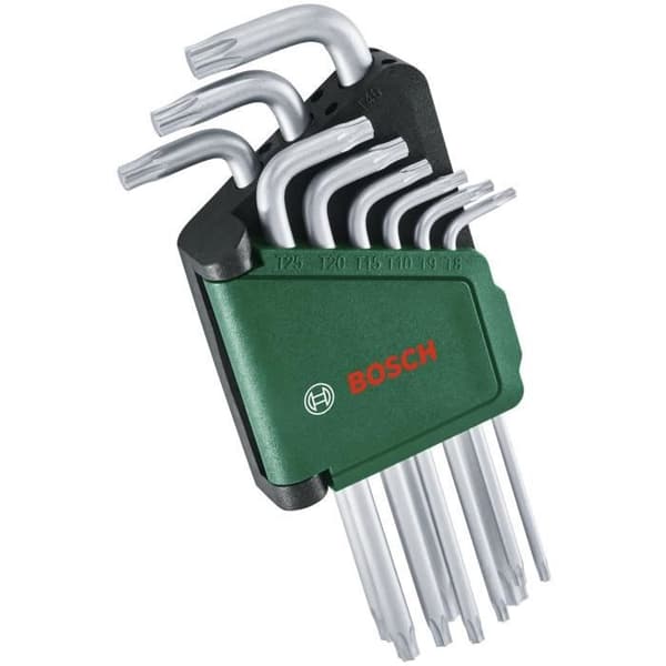 BOSCH 9-Piece Torx Key Set - TX8-TX40 - S2 Steel - Rust-Resistant Surface - Storage Strip