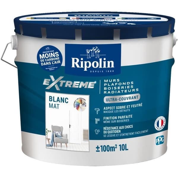 Ripolin Matt White One-Coat Wall and Ceiling Paint - 10 L