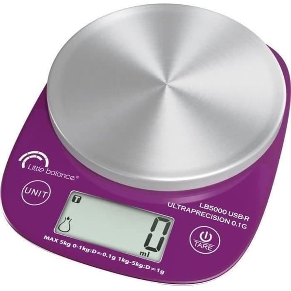 LITTLE BALANCE Kitchen Scale - LB 5000 Pro - 5 kg Capacity - Ultra-Precise - USB