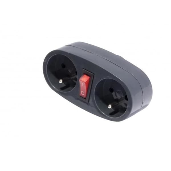 CHACON 16A Double Socket with Anthracite Switch