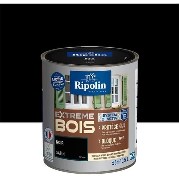 RIPOLIN High Protection Satin Wood Paint Black 2.5 L