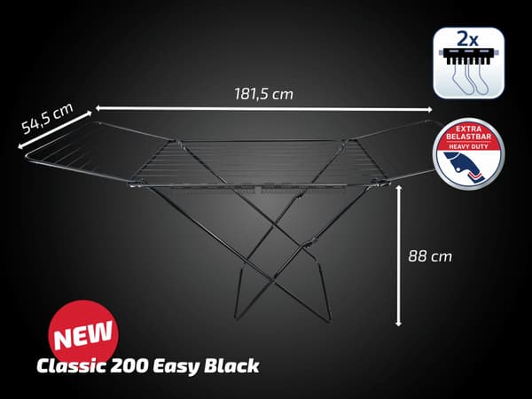 Leifheit Classic 200 Easy Drying Rack Black 20 m 81696
