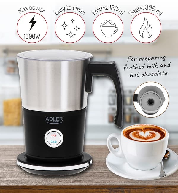 Adler Milk Frother/Warmer AD 4497 Automatic Black
