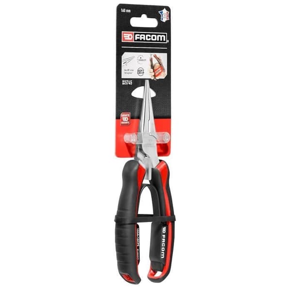 FACOM Straight Half-Round Nose Pliers - 193A.16CPEPB - Thin, Serrated Nose