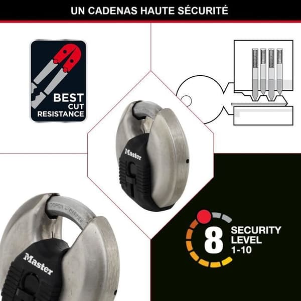 MASTER LOCK Disc Padlocks Set of 2 - Stainless Steel - 70 mm M40EURT
