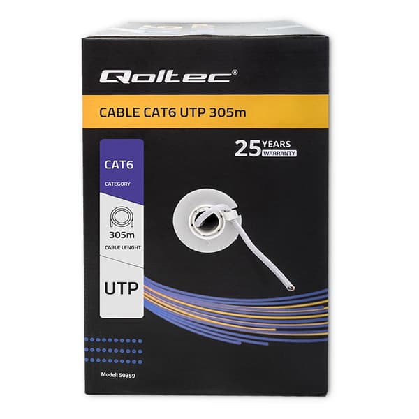 Qoltec UTP Cable Twisted Pair CAT6 305 m PVC Grey