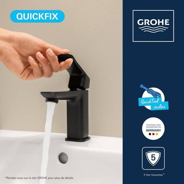 GROHE Basin Mixer Tap - Size S - Click-clack - Matte Black