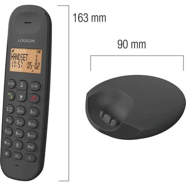 LOGICOM Cordless Phone DECT ILOA 350 TRIO Black No Answering Machine