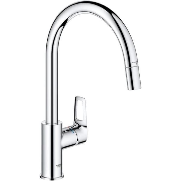 GROHE StartLoop Kitchen Mixer Tap - Chrome - High C-shaped Spout - Pull-Out Aerator - 30556000