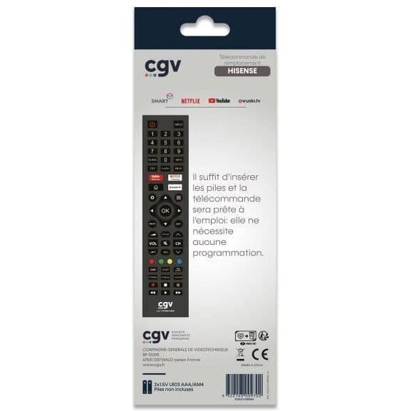 CGV Replacement Remote Control FIDELIO for Hisense TVs - Ready to Use