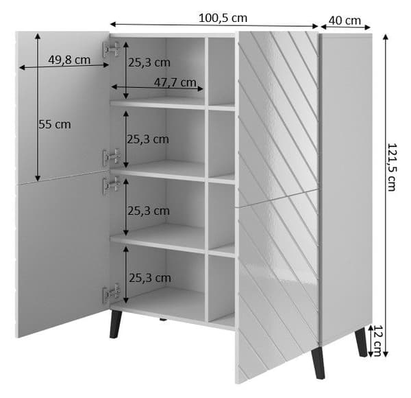 Shelving ABETO 100.5 x 40 x 121.5 cm White/Gloss White
