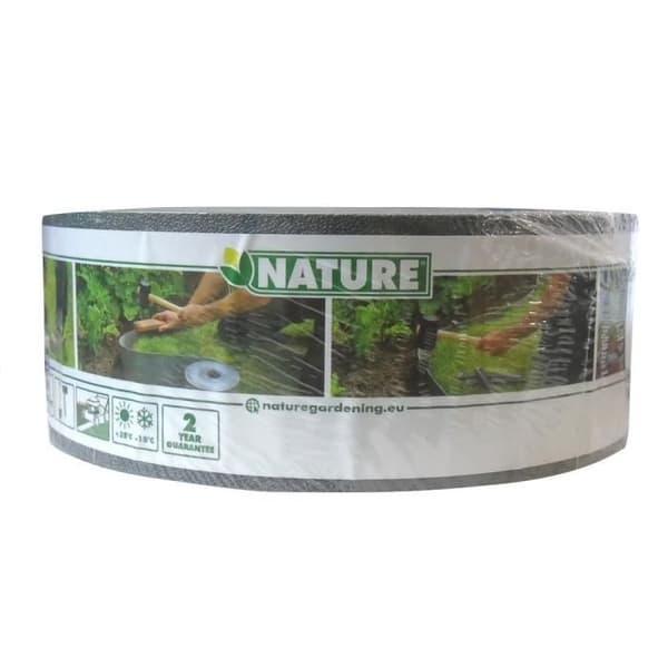 NATURE Grey Polyethylene Garden Edging - 7.5 cm high x 10 m long
