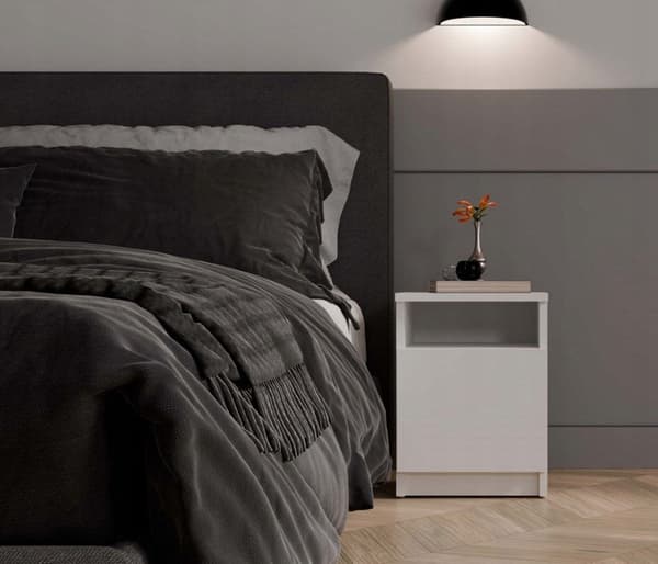 GALAX 30/1D White Bedside Table