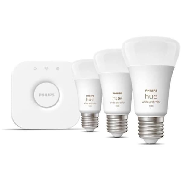 Philips Hue White and Color Ambiance, 3-Bulb E27 Starter Kit, 75W, Bluetooth