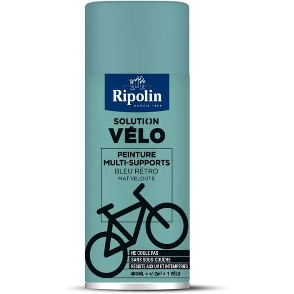 RIPOLIN - Bicycle Paint - 0.4 L - Matte Retro Blue - Drip-free Formula