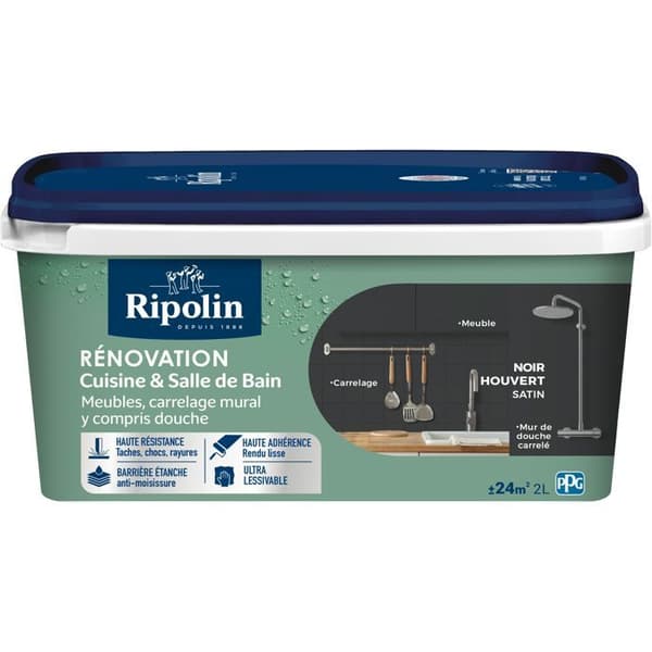 Ripolin Kitchen and Bathroom Renovation Paint - Black Oak - Satin - 2 L
