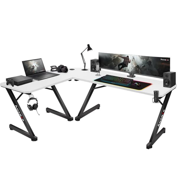 HUZARO HERO 7.0 White Corner Gaming Desk