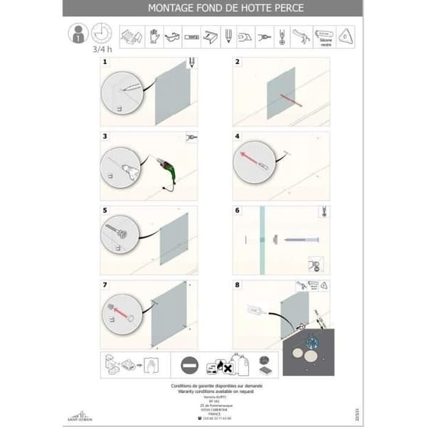 SAINT GOBAIN Splashback - Matte Black - Glass - 45x60 cm