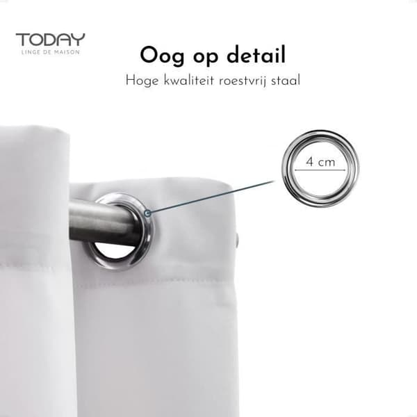 TODAY Eyelet Curtain - 140x240cm - Polyester - Chalk