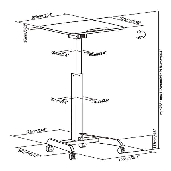Maclean Laptop Table Height Adjustable Max Height 113 cm MC-892B