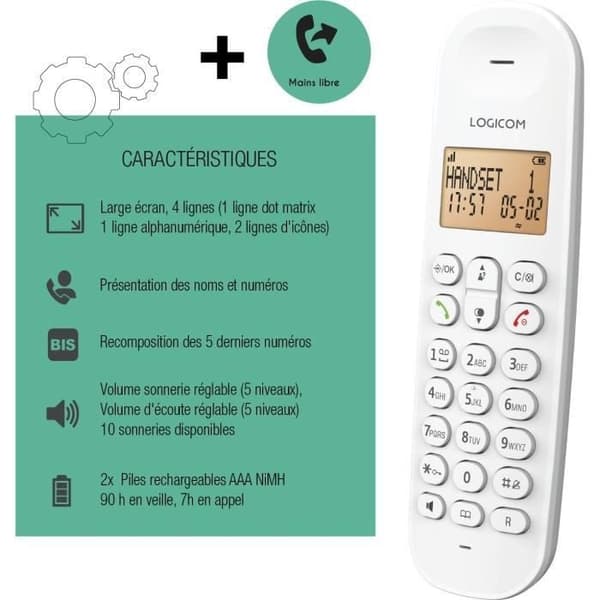 LOGICOM DECT ILOA 150 SOLO Cordless Landline Phone - White - No Answering Machine