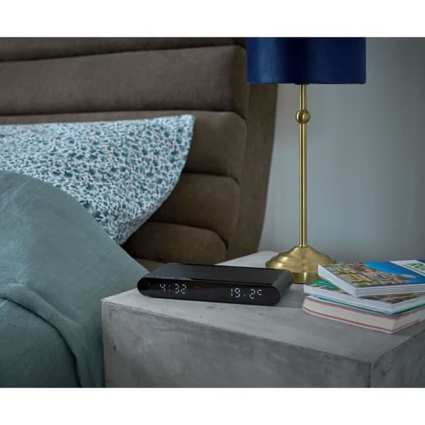 THOMSON Charging Station Alarm Clock - Black - 15W Induction, Temperature Display, USB-C Port