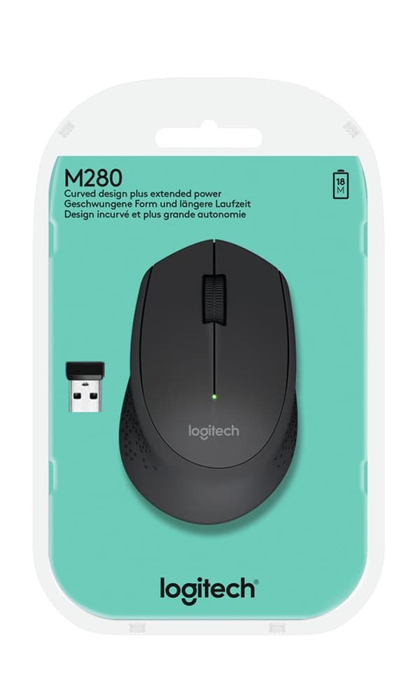 Logitech M280 - Wireless Optical Mouse - Right-Handed - 3 Buttons - Black (910-004287)