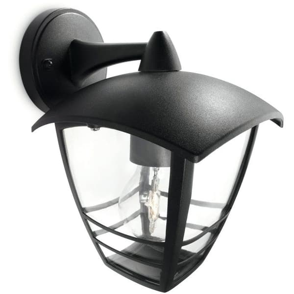 PHILIPS Outdoor Wall Light - Creek - Downward Facing - Black - IP44