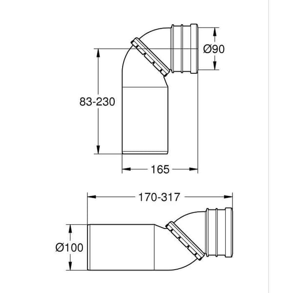 GROHE Toilet Waste Pipe 90° Adjustable Rapid SL for Universal Concealed Cisterns