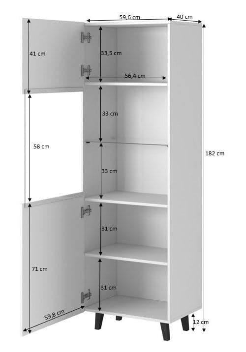 Display Cabinet PAFOS 60x40x182 cm White Matt