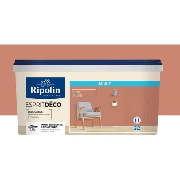 RIPOLIN Nubia Ochre Matte Interior Wall Paint - 2.5 L - For All Surfaces