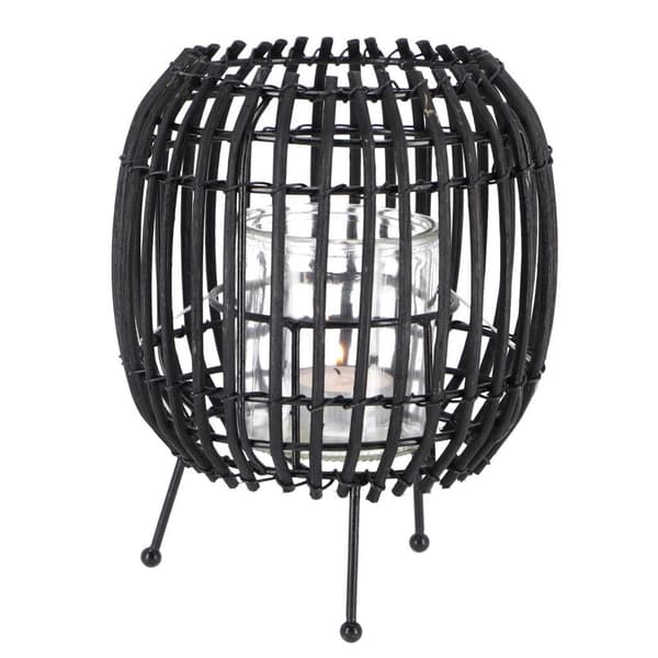 Rattan Lantern 20 cm Beige/Black Assorted