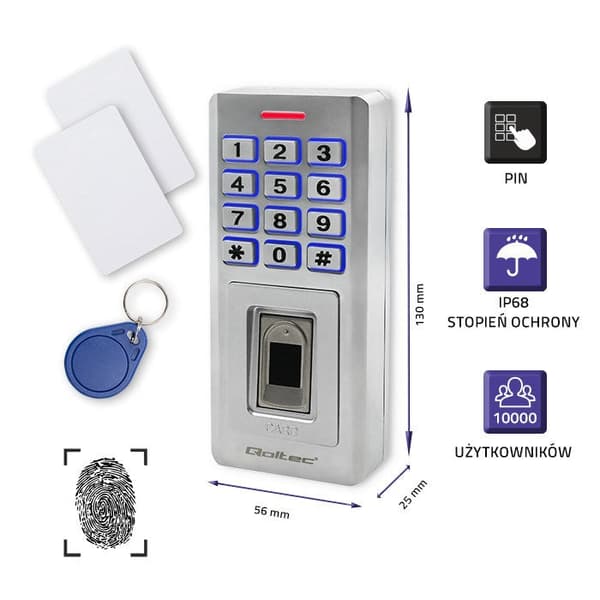 Qoltec OBERON Code Lock with Fingerprint RFID Reader