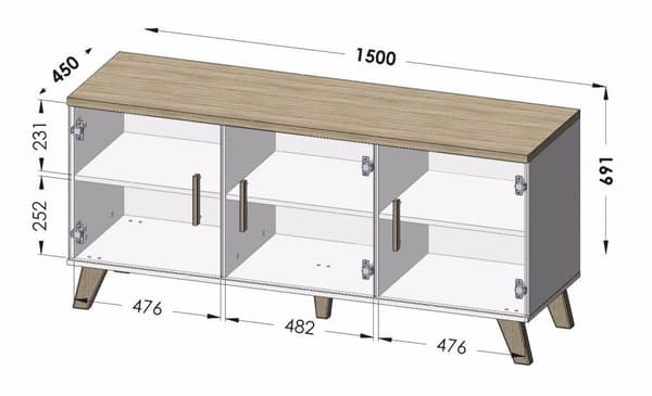 Cama Sideboard LOTTA 150 3D Wotan Oak + Matte Black