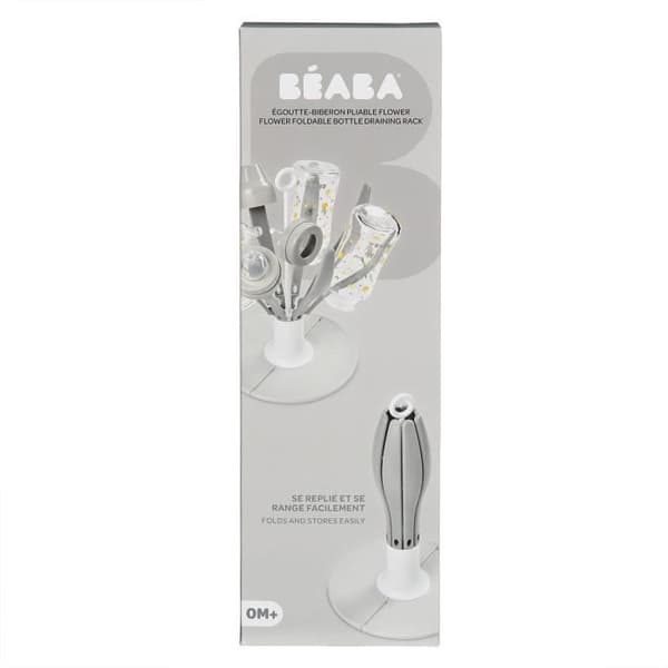 Béaba Foldable Bottle Drying Rack - Flower Grey - Compact and Practical
