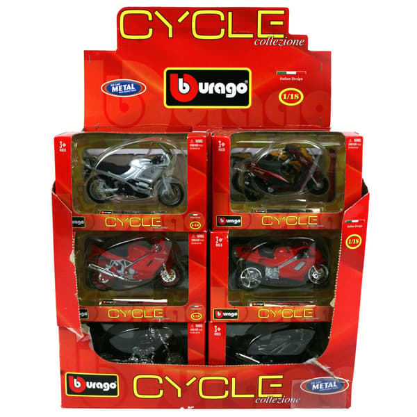 Bburago 1:18 Cycle Assorted Display 18 Pieces