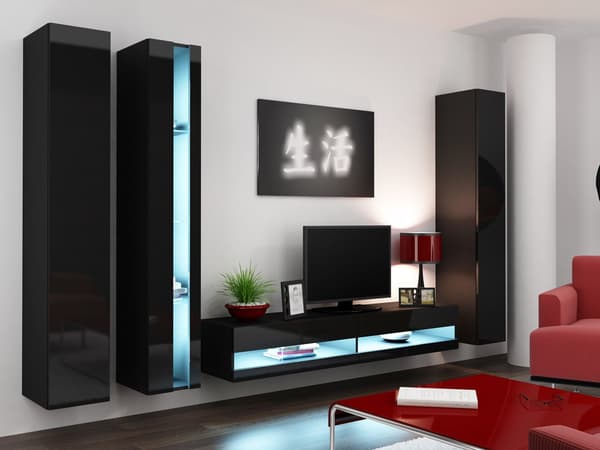 VIGO NEW Shelf Unit 180/40/30 cm Black/Black Gloss