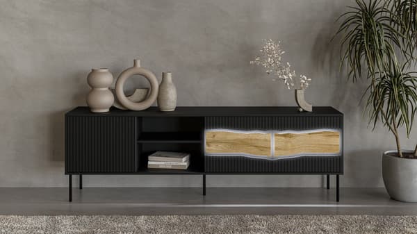 Cama INSERT 3D1W TV Cabinet 190x40x61.5 Black + LED