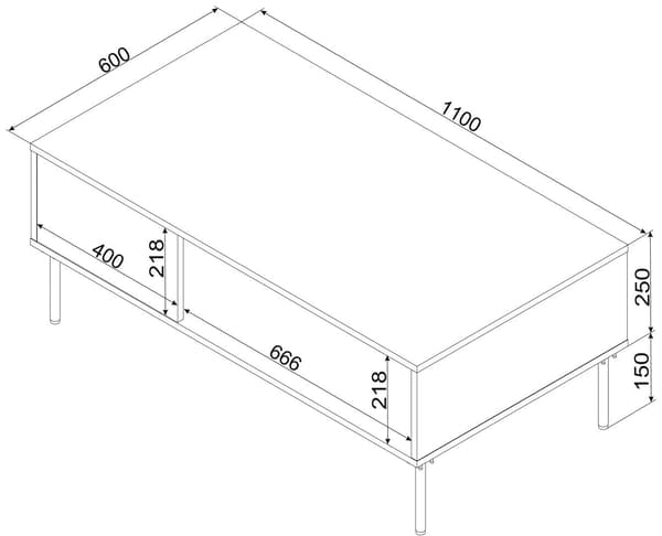 TRESSE Bench/Table 110x60x40 Cashmere Matte