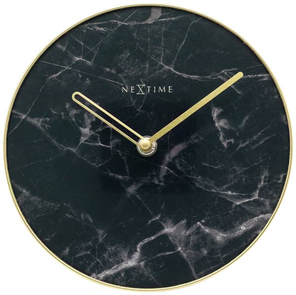 NeXtime Table Clock 20 cm Marble Glass Black NE-5222ZW