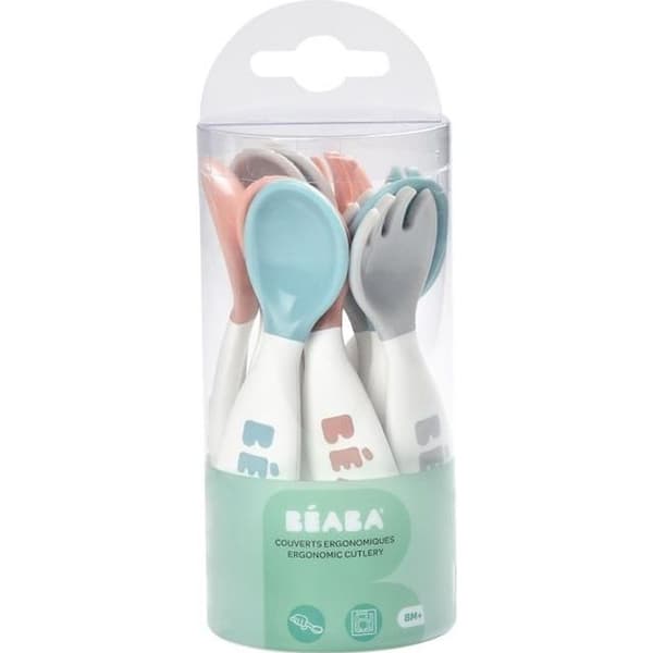 BEABA Ergonomic First Cutlery Set - 6 Spoons and 4 Forks - For Babies