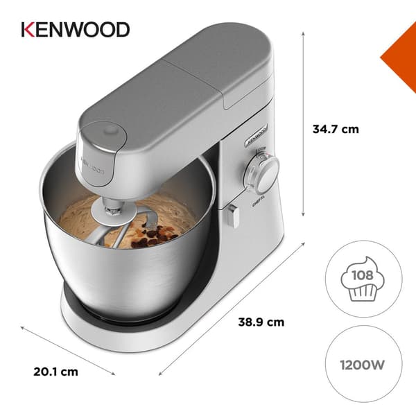 Stand Mixer - 1200W - 6.7 L Capacity - Variable Speed with Turbo Button - Silver